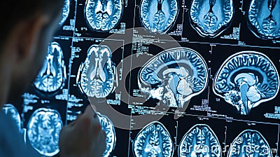 Brain Scan Comparison Showing Differences in Health Conditions Stock Photo