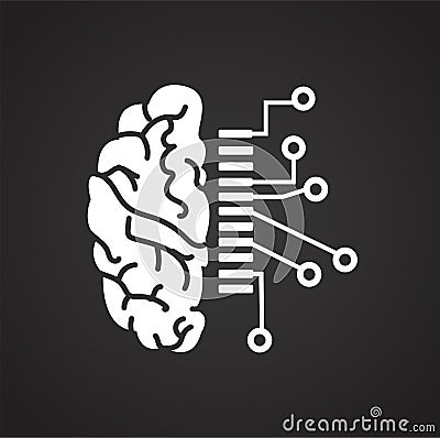 Brain scheme data on black background for graphic and web design, Modern simple vector sign. Internet concept. Trendy symbol for Vector Illustration