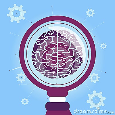 Brain search / research Cartoon Illustration