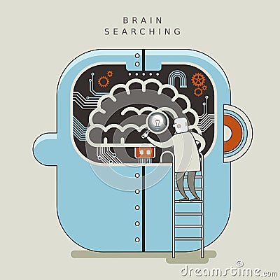 Brain searching concept illustration Vector Illustration