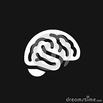 Brain side view simple icon, intellect symbol Vector Illustration