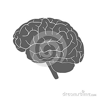 Human brain grey sign Cartoon Illustration