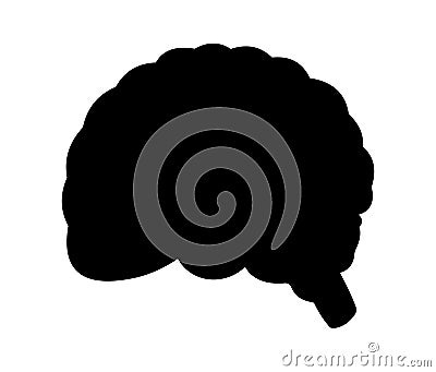 Black silhouette of human brain. Vector Illustration