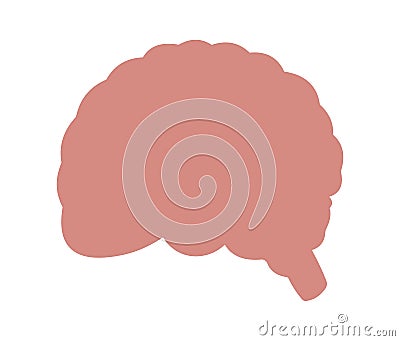 Pink silhouette of human brain. Vector Illustration