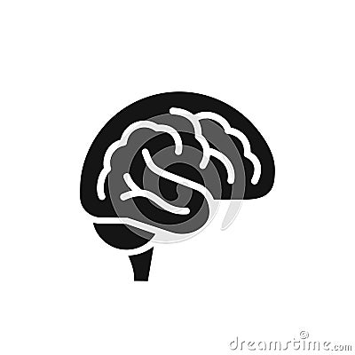 Brain simple side view black icon, intellect symbol vector illustration Vector Illustration