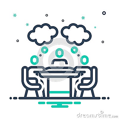 Mix icon for Brain Storm, deliberate and meeting Vector Illustration