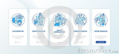 Brain stroke blue onboarding mobile app page screen with concepts Vector Illustration