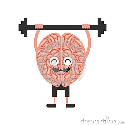 Brain strong character weight lifting Vector Illustration