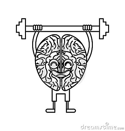 Brain strong character weight lifting Vector Illustration