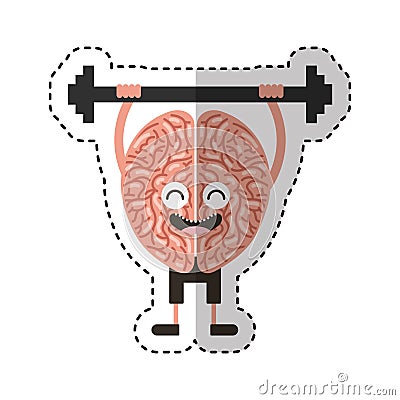 Brain strong character weight lifting Vector Illustration