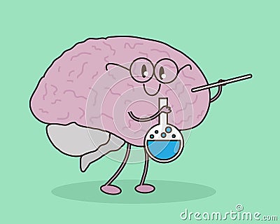 The brain is studying the substance. Vector Illustration