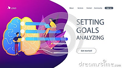 Setting goals and analysing landing page. Vector Illustration