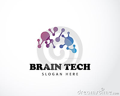 brain tech logo creative connect smart molecule lab design concept Stock Photo