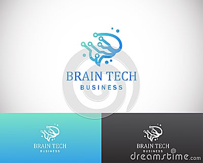 brain tech logo creative digital pixel line creative Stock Photo