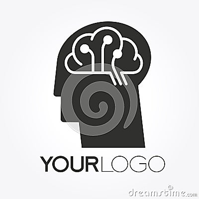 Brain Tech Mind Data Logo Design Vector Illustration