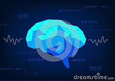 Brain technology background It is an intelligent computer technology that acts to process and command just like the human brain is Vector Illustration