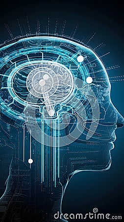 Brain Technology Concept Conversational Intelligence Visualized in Abstract Form Stock Photo