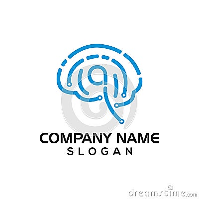 Brain technology, a brain-shaped PCB path as a logo template for various technology businesses that rely on artificial intelligenc Vector Illustration