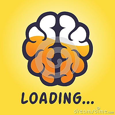 Brain Thinking Loading Progress Icon Vector Illustration