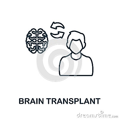 Brain Transplant line icon. Element sign from transplantation collection. Flat Brain Transplant outline icon sign for Vector Illustration