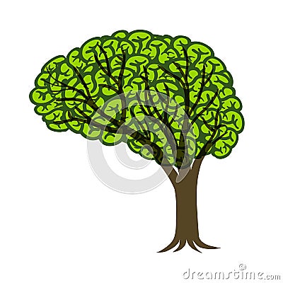 Brain Tree Connectivity Logo Design Illustration Stock Photo