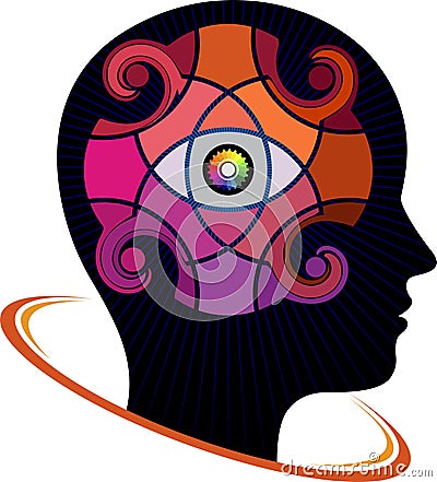 Brain watchful logo Vector Illustration