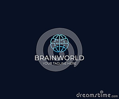 Brain World Logo Template. Circuits Vector Design Vector Illustration