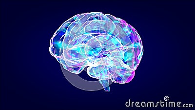 Brain xray, human anatomy, 3D Illustrated neurons Stock Photo