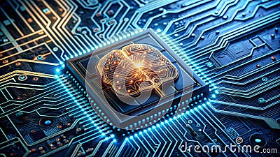 BrainComputer Interface The Future of AI and Neural Networks Stock Photo