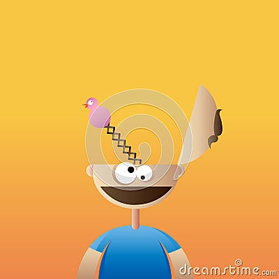 Brainless Crazy Guy Vector Illustration