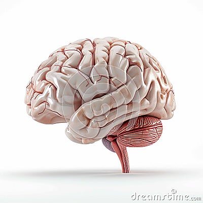 Brainpower representation 3D rendered human brain isolated on white Stock Photo