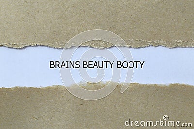 brains beauty booty on white paper Stock Photo