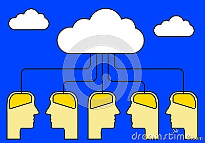 Brains connected to cloud Vector Illustration