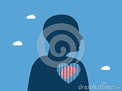 Brains and hearts prison. logic and emotion. vector illustration Vector Illustration