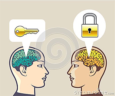 Brains Lock and Key Vector Illustration