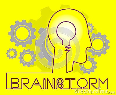 Brainstorm Cogs Means Dream Up And Brainstorming Stock Photo