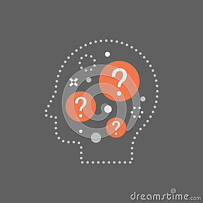 Brainstorm concept, decision making, difficult choice, moral dilemma, philosophy thinker, behavior science Vector Illustration