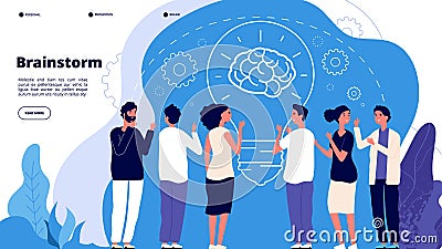 Brainstorm concept. Professionals launching creative project, brainstorming. Startup innovation teamwork business vector Vector Illustration