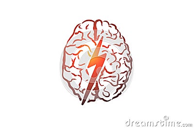 Brainstorm, creative, brain, mind, power concept. Hand drawn isolated vector. Vector Illustration