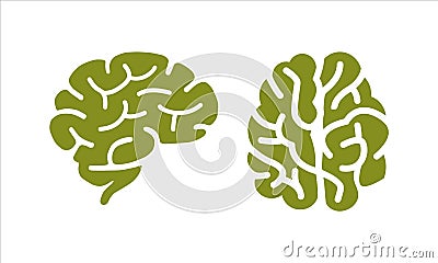 Brain Logo silhouette top view design vector Vector Illustration