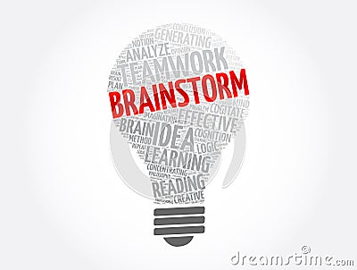 Brainstorm light bulb word cloud collage, concept background Stock Photo