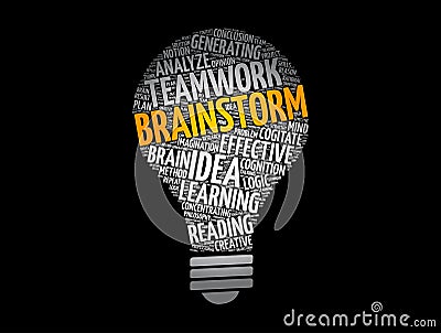 Brainstorm light bulb word cloud collage, concept background Stock Photo