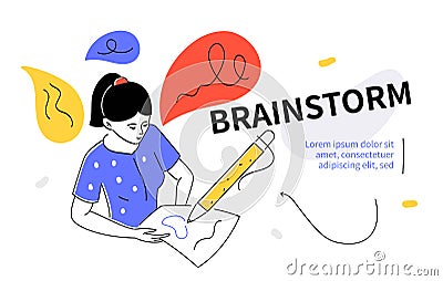 Brainstorm - modern colorful flat design style web banner Vector Illustration