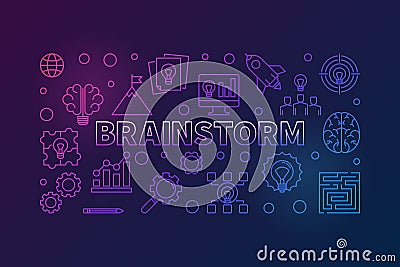 Brainstorm outline colorful horizontal vector illustration Vector Illustration