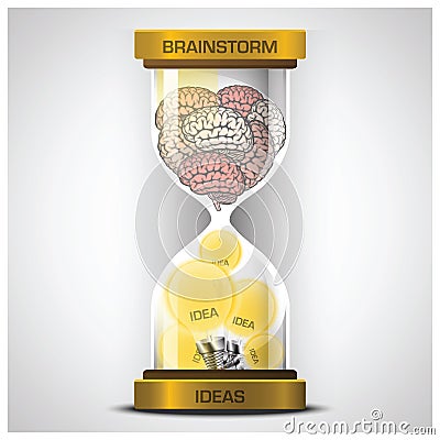 Brainstorm To Get Ideas With Sandglass Business And Education Ba Vector Illustration