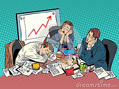 Brainstorming business concept late in the evening Vector Illustration