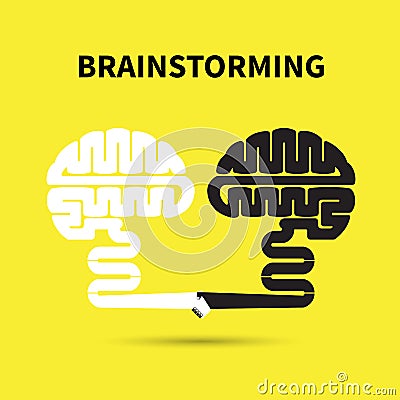 Brainstorming concept.Creative brain abstract vector logo design Vector Illustration