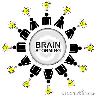 Brainstorming concept with people having ideas Vector Illustration