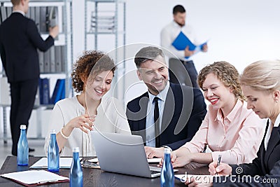 Brainstorming in corporation Stock Photo