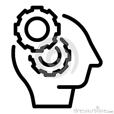 Brainstorming idea gear icon outline vector. Head social esg Vector Illustration